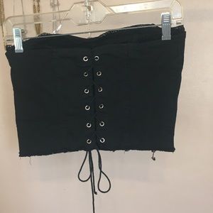 Lace up back crop top